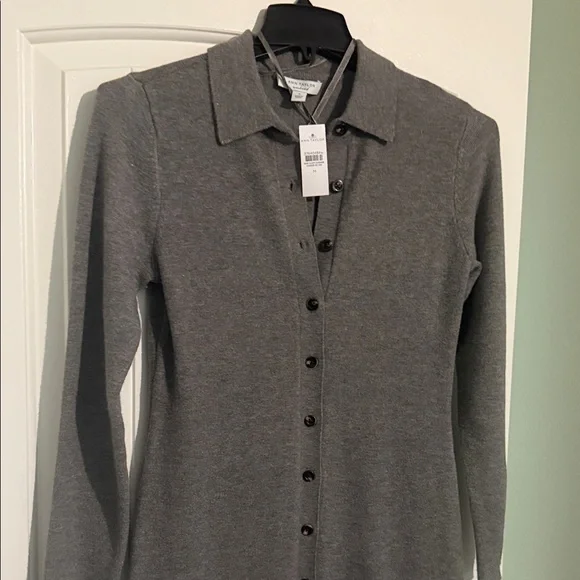 Ann Taylor Weekend Collection Gray Collared Sweater Dress - Picture 3 of 5